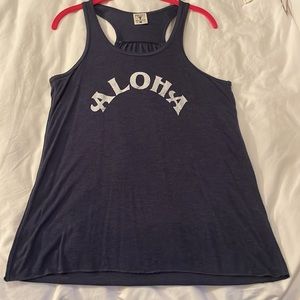 Project Aloha ALOHA tank top navy blue & white Large
